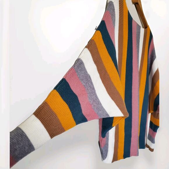 Philosophy Sweater Verticle Stripe Multicolor Knit Long Sleeve Pullover Womens M - Picture 2 of 8